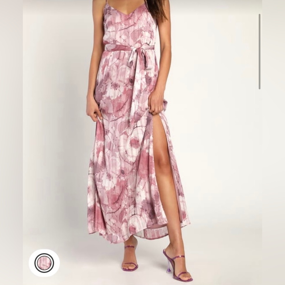 Lulus floral pink and purple dress maxi